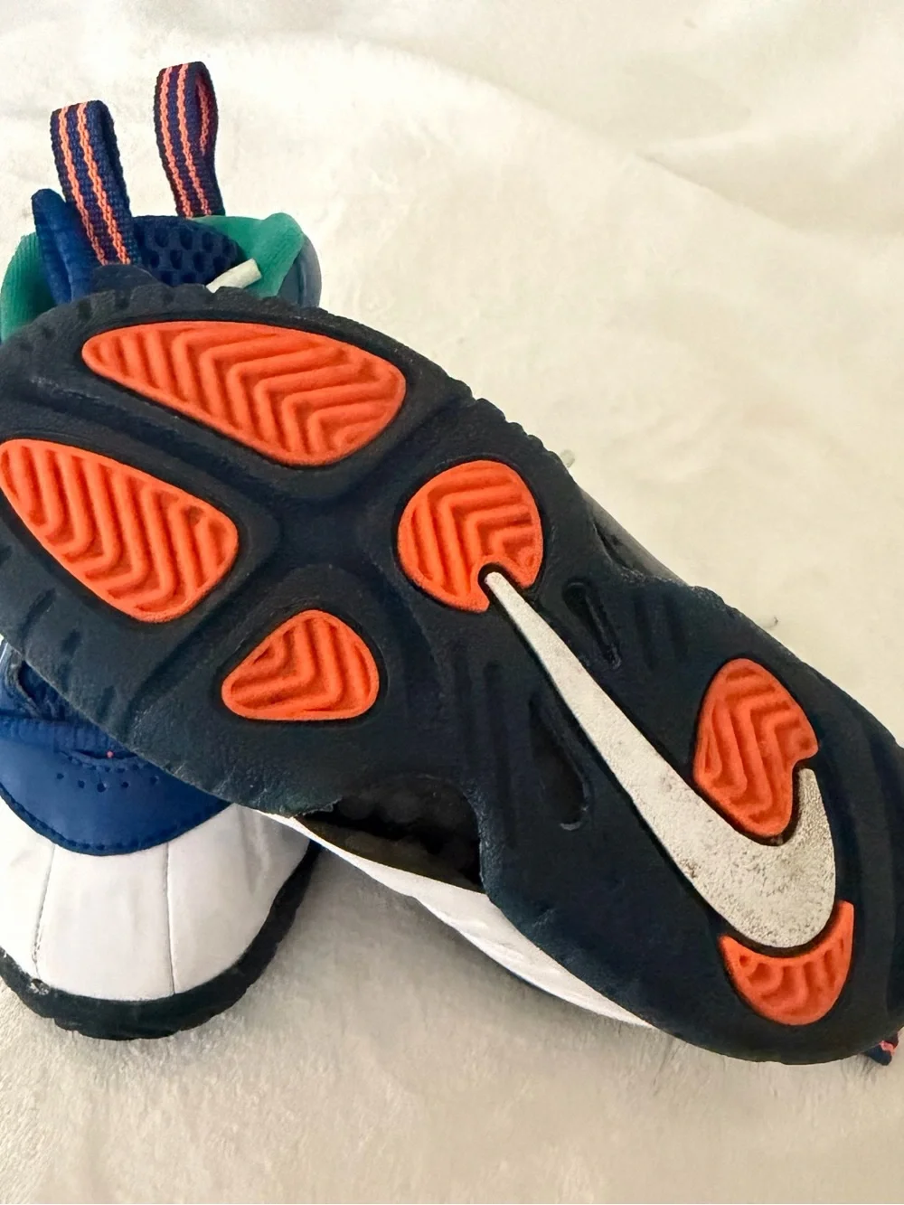 Nike Kids Sneakers - Blue, White & Green with Orange Accents